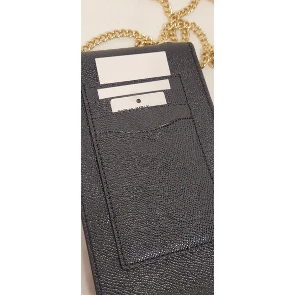 NEW Coach Signature BLACK LEATHER North South Phone Crossbody NWT MSRP-$195